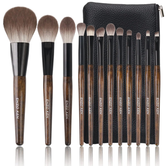Natural Bristol Makeup Brush Set w/Case